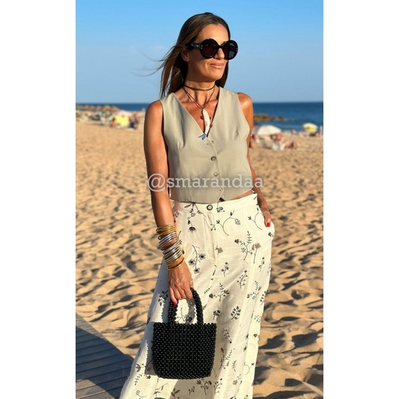 Zara Embroidered Linen Blend Skirt - Picture 10 of 13